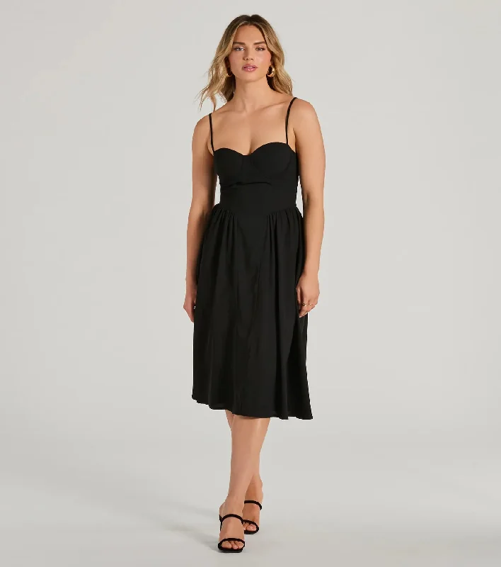 Blissful Afternoons Corset A-Line Midi Dress