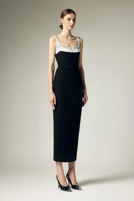 Chevrolet Sheath Sleeveless Crepe Midi Dress