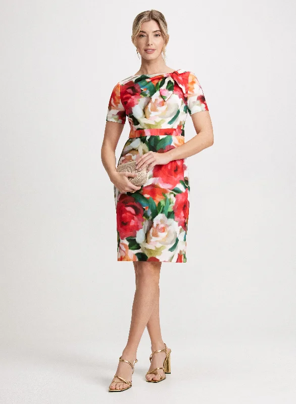 Floral Crew-Neck Sheath Dress