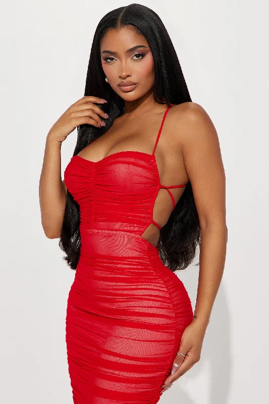 Life After Love Mesh Midi Dress - Red