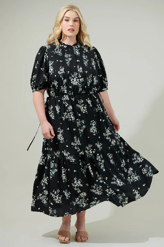 Magnol Floral Pleated Midi Dress Curve