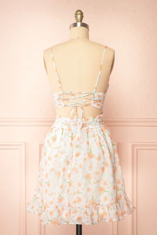 Pattie | Short Floral Dress w/ Plunging Neckline