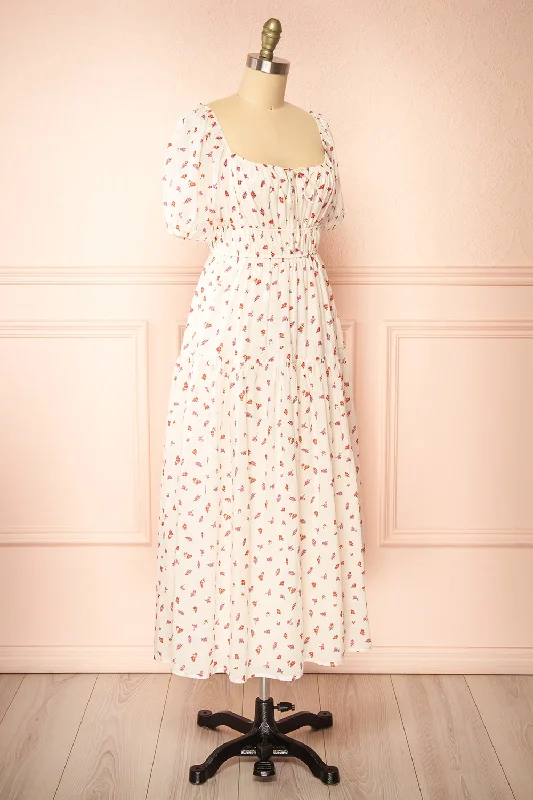 Soraya Ivory | Maxi Dress w/ Floral Pattern