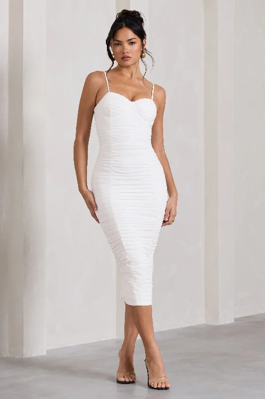 Love Tapes | White Corset Mesh Midi Dress