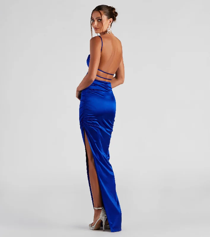 Alani Strappy Back Satin Formal Dress