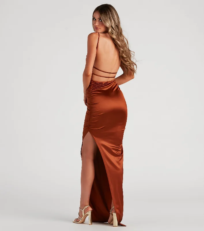 Alani Strappy Back Satin Formal Dress