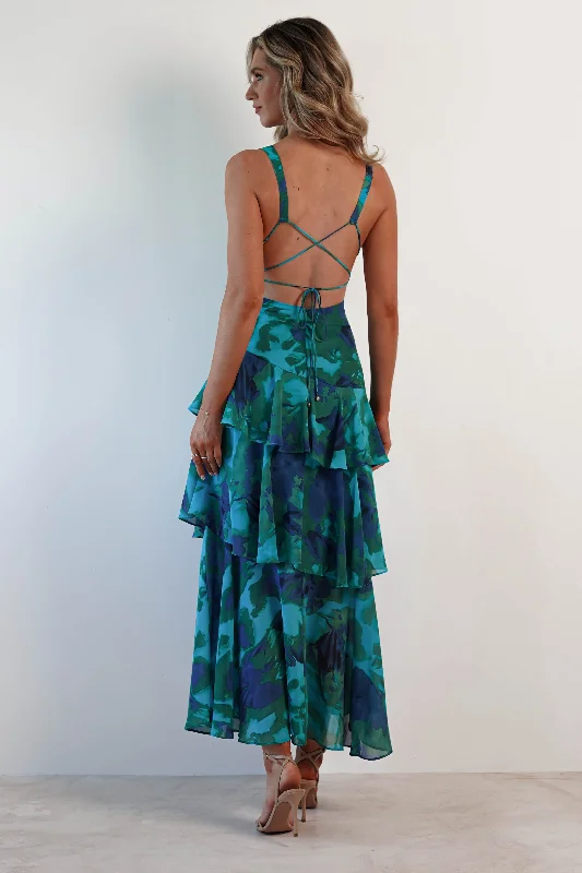 Alba Floral Print Maxi Dress | Green Print