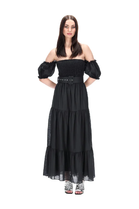 Alexander Shirring Bodice Dress Black