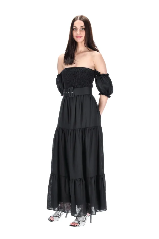 Alexander Shirring Bodice Dress Black