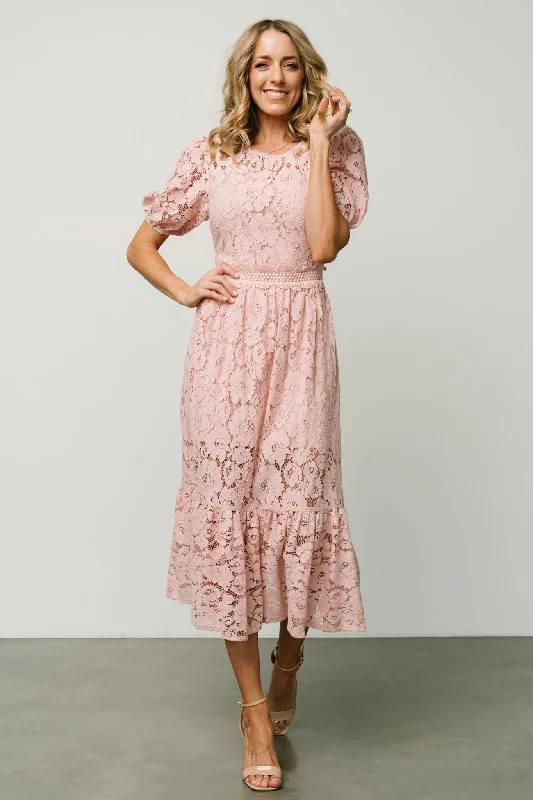 Alyssa Lace Midi Dress | Blush