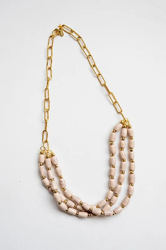 Bel Koz Triple Twist Elongated Clay Necklace