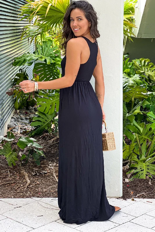 Black Maxi Dress with Pockets