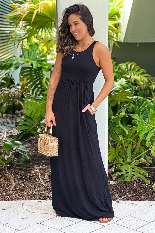 Black Maxi Dress with Pockets