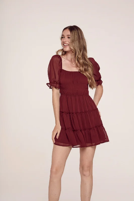 Burgundy Chiffon Dress