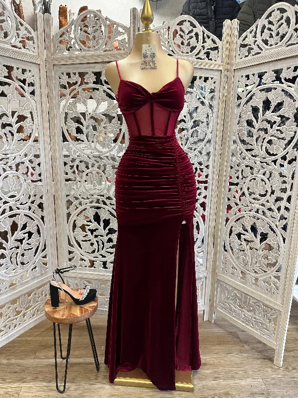 Burgundy Velvet Corset Gown