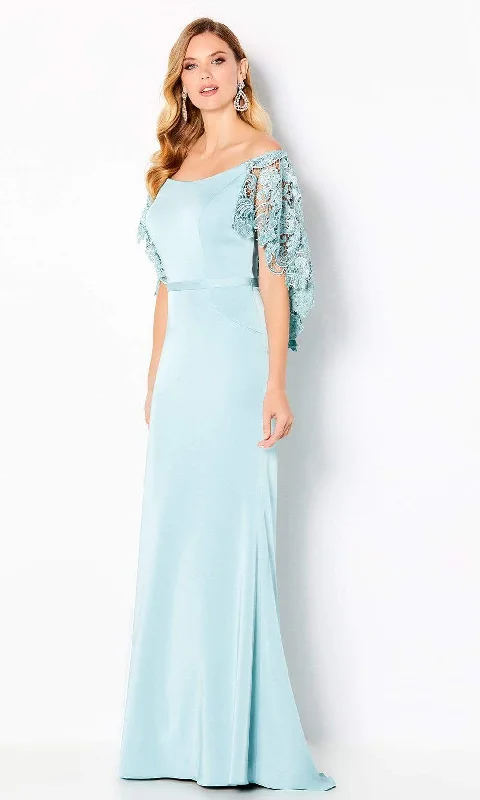 Cameron Blake - 220632 Draped Cape Off-Shoulder Mother of the Bride Dress