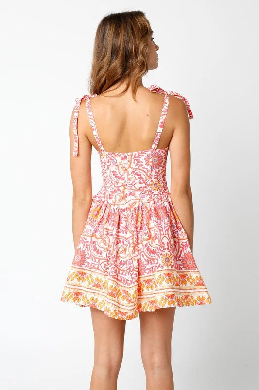 Chateau Orange Floral Bustier Dress