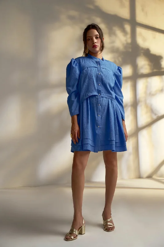 Desk to Dinner Blue Full sleeves elegant Dress