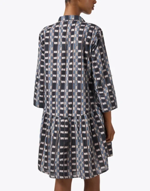 Deauville Black and Blue Print Shirt Dress