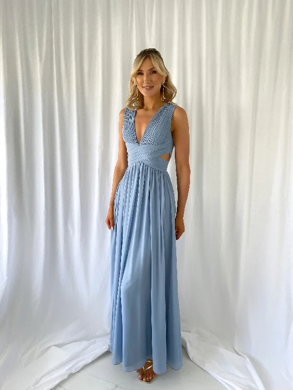 Edina Cut Out Maxi Dress - Dusty Blue