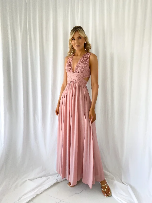 Edina Cut Out Maxi Dress - Old Rose