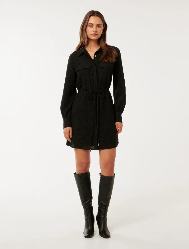 Eloise Textured Shirt Mini Dress