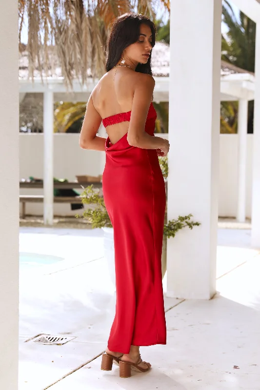 Gleam In Gold Maxi Dress Red