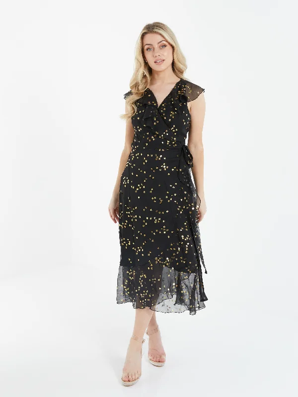 Gold Foil Tiered Dress