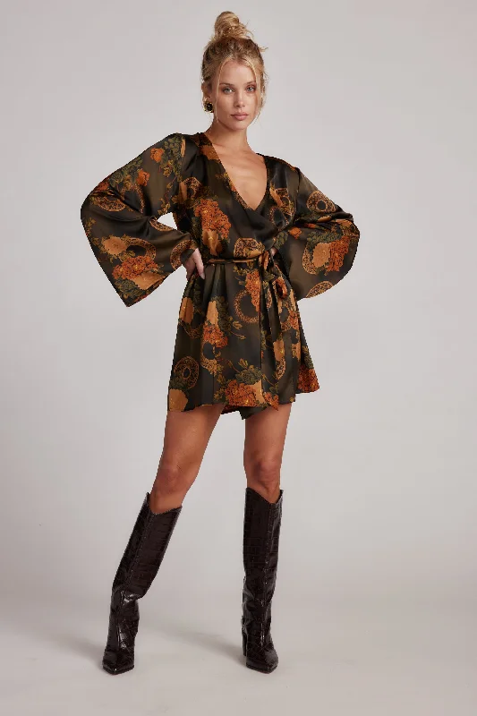 Gold Standard Olive Floral Kimono Dress