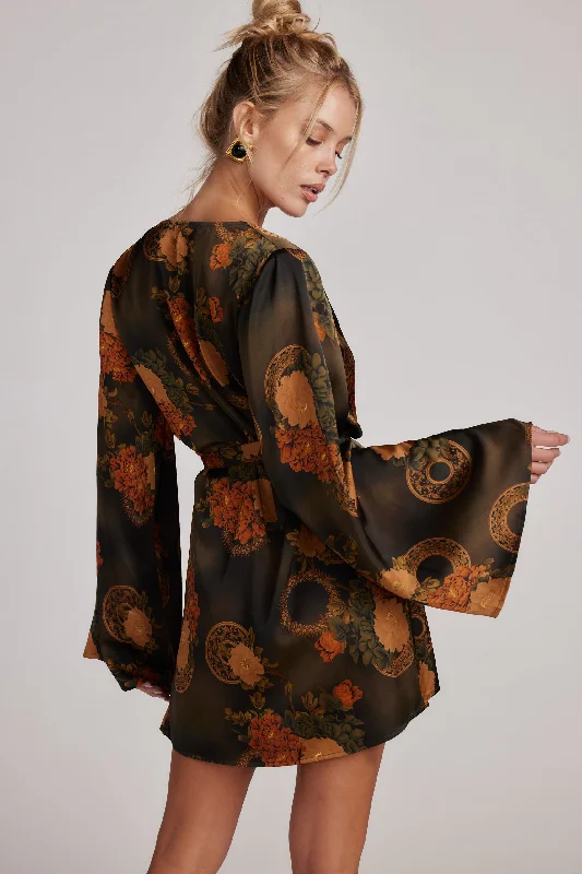 Gold Standard Olive Floral Kimono Dress