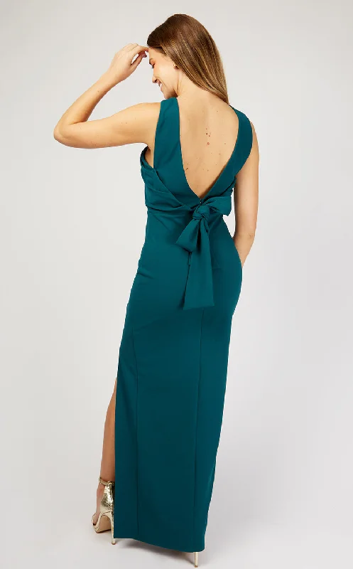 Green Crossover Bodice Maxi Dress