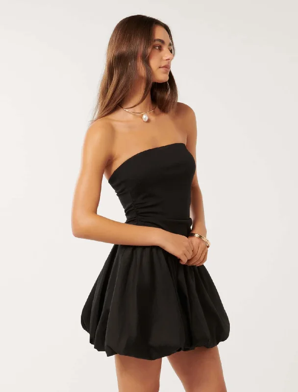 Jordyn Mixed Fabric Bubble Hem Mini Dress