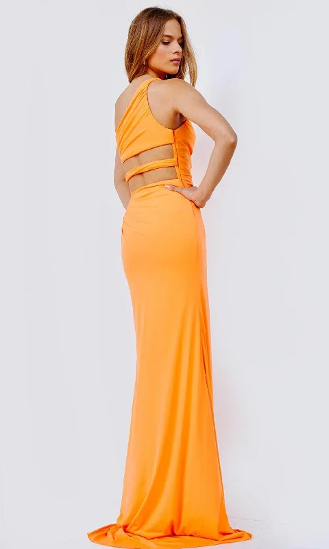 JVN by Jovani JVN08587 - Asymmetric Ruched Cutout Prom Gown