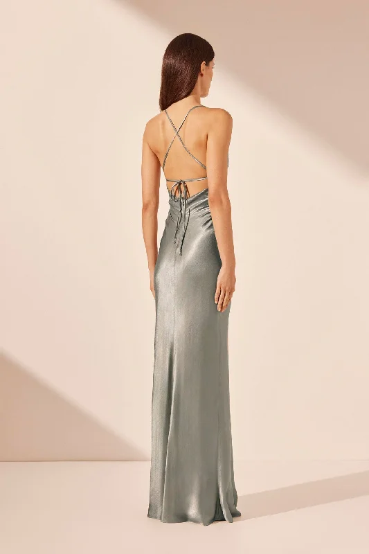 LA LUNE LACE BACK MAXI DRESS - SAGE