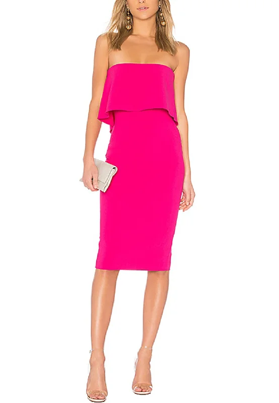 Fuchsia Driggs Strapless Midi Dress