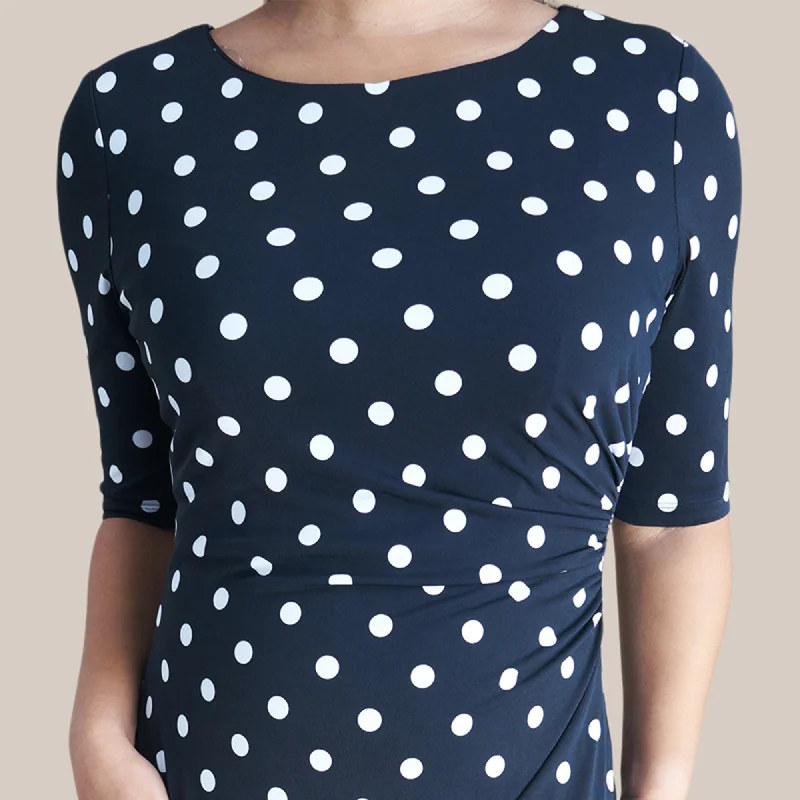 Liz Black Polka Dot Faux Wrap Dress