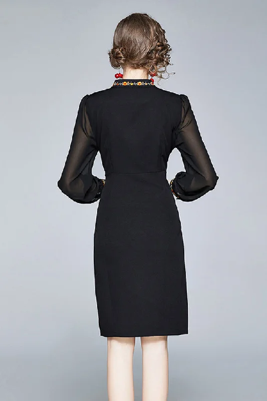 Long Sleeve Embroidered Midi Dress