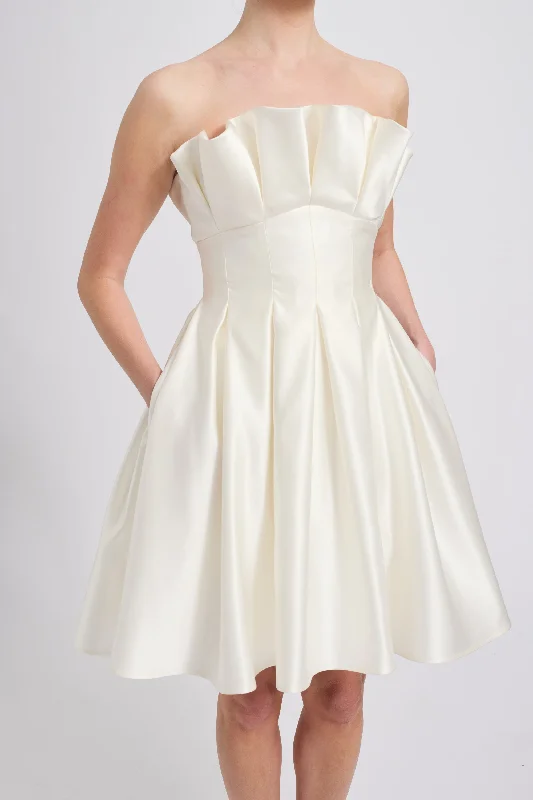 Duchess Satin Pleated Dress