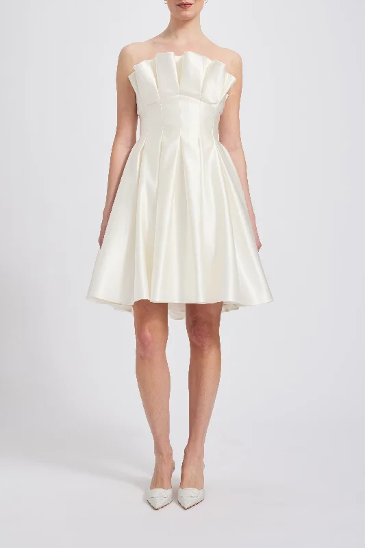 Duchess Satin Pleated Dress