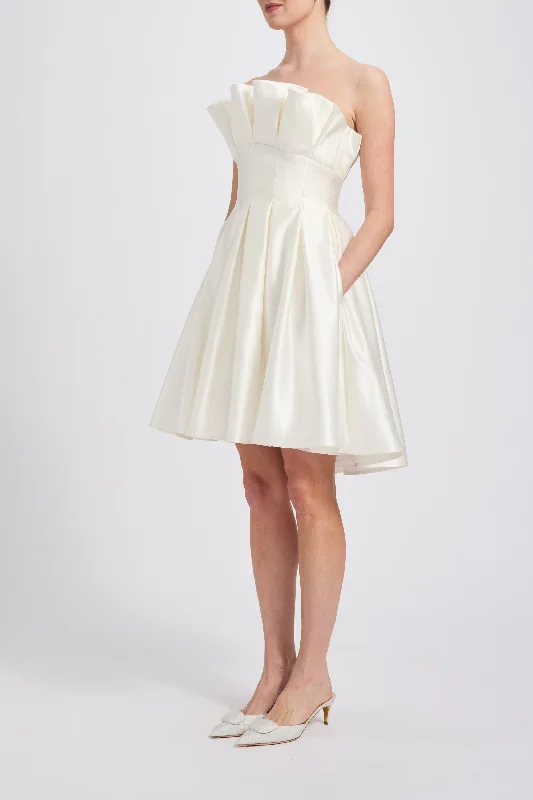 Duchess Satin Pleated Dress