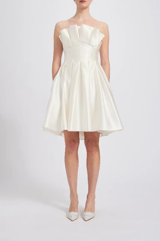 Duchess Satin Pleated Dress