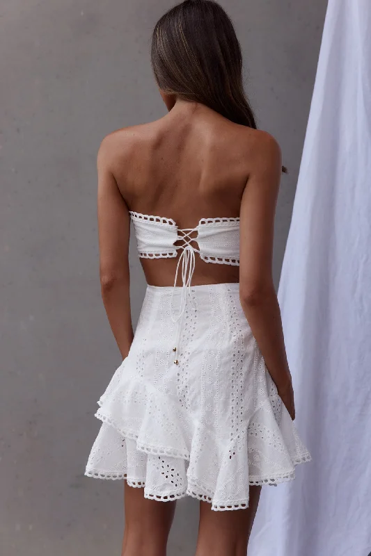 Majorca Cut-Out Waist Eyelet Dress White