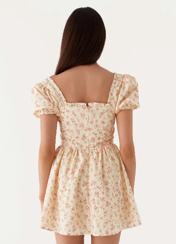 Mila Mini Dress - Yellow Ditsy Floral