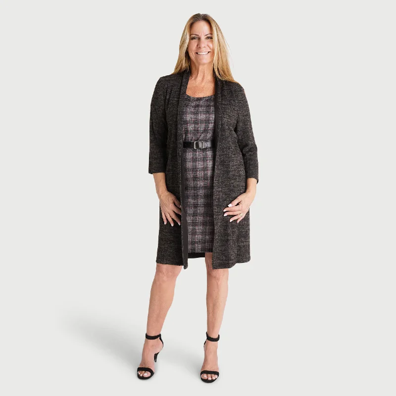 Nora Black Plaid Sheath Dress