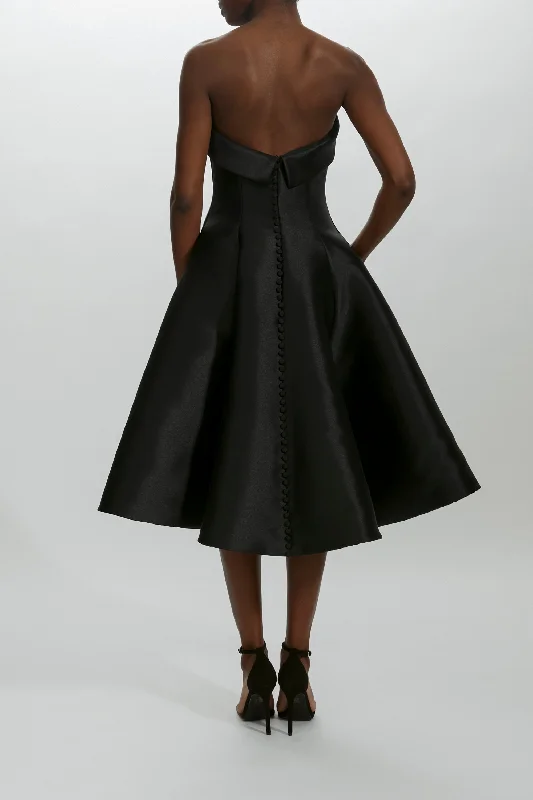 Mikado Foldover Strapless Dress