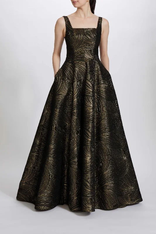 Metallic Jacquard A-line Gown