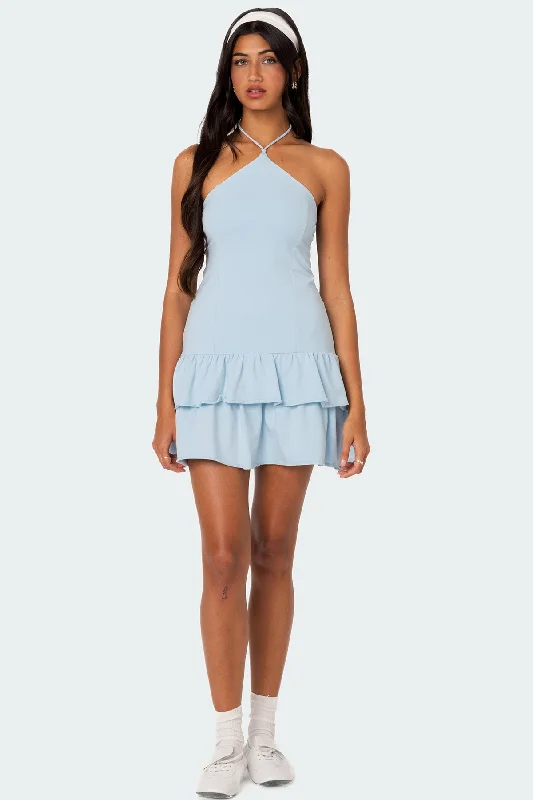 Dorit Ruffled Halter Mini Dress