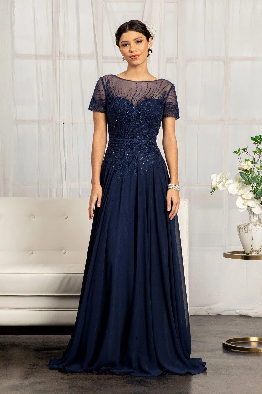 Short Sleeves Mother of the Bride Long Dress