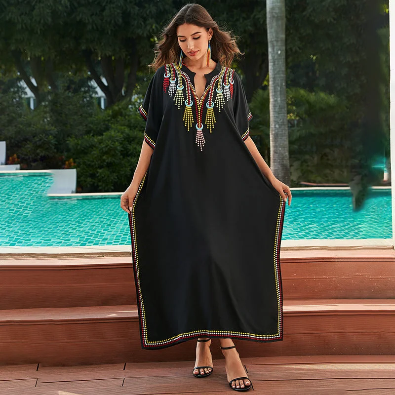 Sun-Kissed Embroidered Beach Cover-up Robe Dress