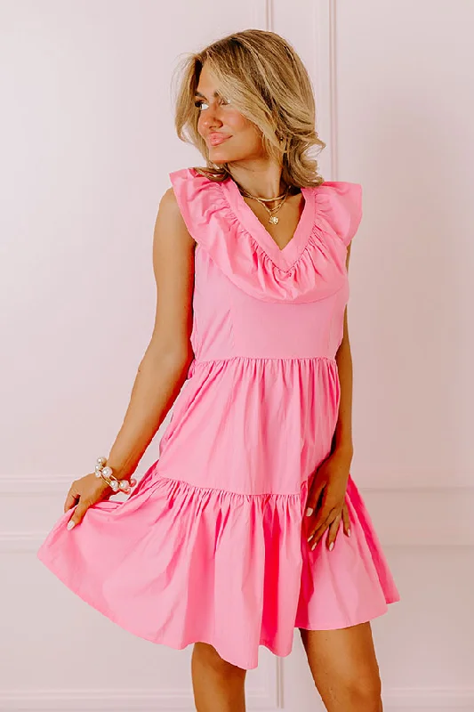 Sunny Pier Ruffle Dress In Pink